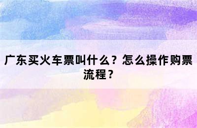 广东买火车票叫什么？怎么操作购票流程？