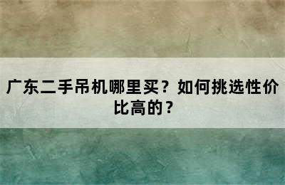 广东二手吊机哪里买？如何挑选性价比高的？