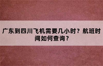 广东到四川飞机需要几小时？航班时间如何查询？