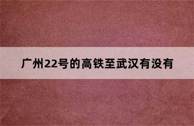 广州22号的高铁至武汉有没有