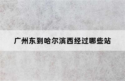 广州东到哈尔滨西经过哪些站