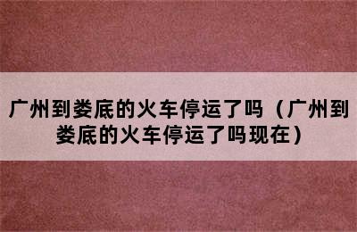 广州到娄底的火车停运了吗（广州到娄底的火车停运了吗现在）