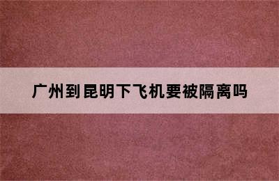 广州到昆明下飞机要被隔离吗