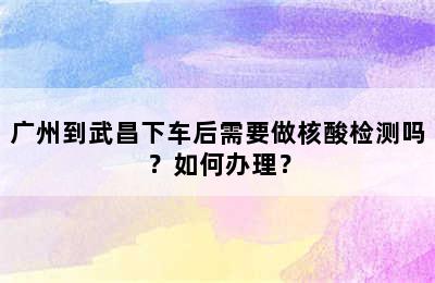 广州到武昌下车后需要做核酸检测吗？如何办理？