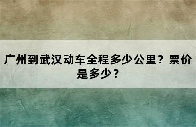 广州到武汉动车全程多少公里？票价是多少？