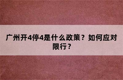 广州开4停4是什么政策？如何应对限行？