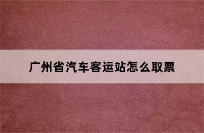 广州省汽车客运站怎么取票