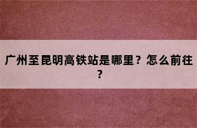 广州至昆明高铁站是哪里？怎么前往？