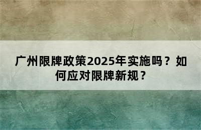 广州限牌政策2025年实施吗？如何应对限牌新规？