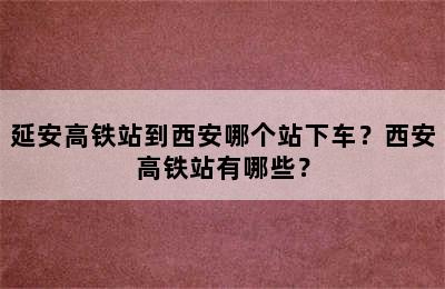 延安高铁站到西安哪个站下车？西安高铁站有哪些？