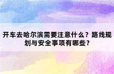 开车去哈尔滨需要注意什么？路线规划与安全事项有哪些？