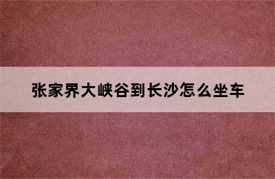 张家界大峡谷到长沙怎么坐车