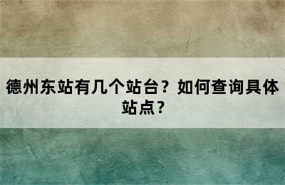 德州东站有几个站台？如何查询具体站点？