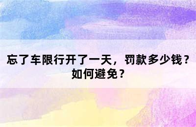 忘了车限行开了一天，罚款多少钱？如何避免？