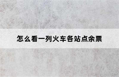 怎么看一列火车各站点余票