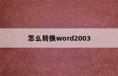 怎么转换word2003