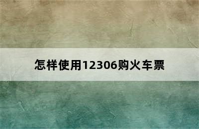 怎样使用12306购火车票