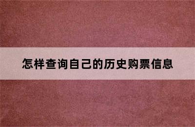怎样查询自己的历史购票信息