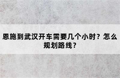 恩施到武汉开车需要几个小时？怎么规划路线？