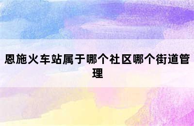 恩施火车站属于哪个社区哪个街道管理