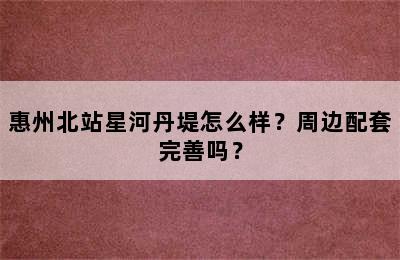 惠州北站星河丹堤怎么样？周边配套完善吗？