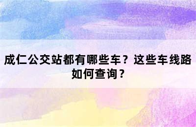 成仁公交站都有哪些车？这些车线路如何查询？