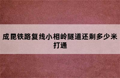 成昆铁路复线小相岭隧道还剩多少米打通