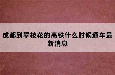 成都到攀枝花的高铁什么时候通车最新消息