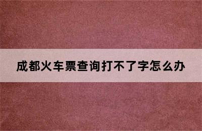 成都火车票查询打不了字怎么办