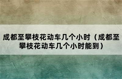 成都至攀枝花动车几个小时（成都至攀枝花动车几个小时能到）