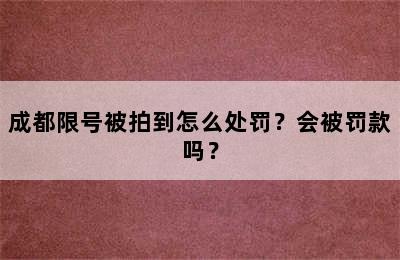成都限号被拍到怎么处罚？会被罚款吗？