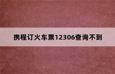 携程订火车票12306查询不到