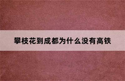 攀枝花到成都为什么没有高铁