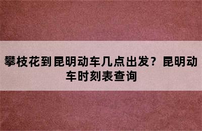 攀枝花到昆明动车几点出发？昆明动车时刻表查询