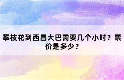 攀枝花到西昌大巴需要几个小时？票价是多少？