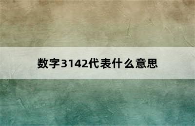 数字3142代表什么意思