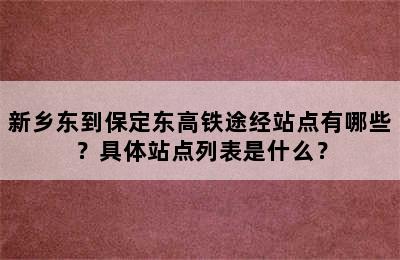 新乡东到保定东高铁途经站点有哪些？具体站点列表是什么？