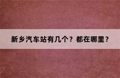 新乡汽车站有几个？都在哪里？