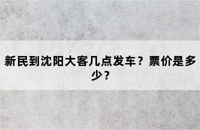 新民到沈阳大客几点发车？票价是多少？