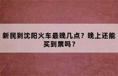 新民到沈阳火车最晚几点？晚上还能买到票吗？