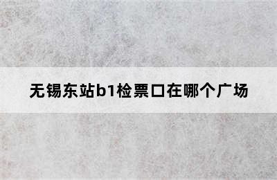 无锡东站b1检票口在哪个广场
