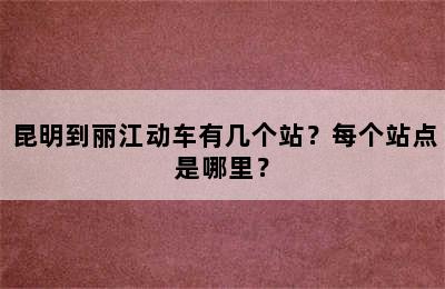 昆明到丽江动车有几个站？每个站点是哪里？