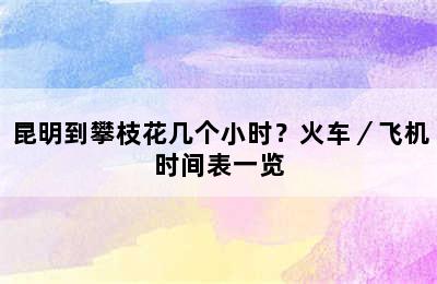 昆明到攀枝花几个小时？火车／飞机时间表一览
