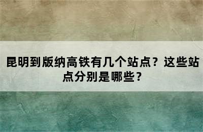 昆明到版纳高铁有几个站点？这些站点分别是哪些？