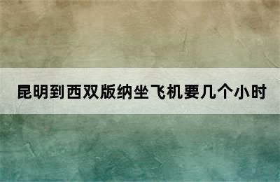 昆明到西双版纳坐飞机要几个小时