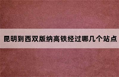 昆明到西双版纳高铁经过哪几个站点