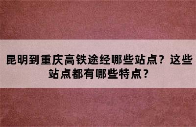 昆明到重庆高铁途经哪些站点？这些站点都有哪些特点？