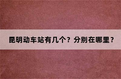 昆明动车站有几个？分别在哪里？
