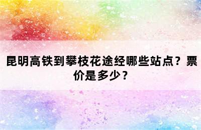 昆明高铁到攀枝花途经哪些站点？票价是多少？