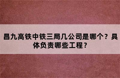 昌九高铁中铁三局几公司是哪个？具体负责哪些工程？